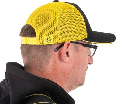 CAPPELLO BLACK AND YELLOW TRUCKER CAP