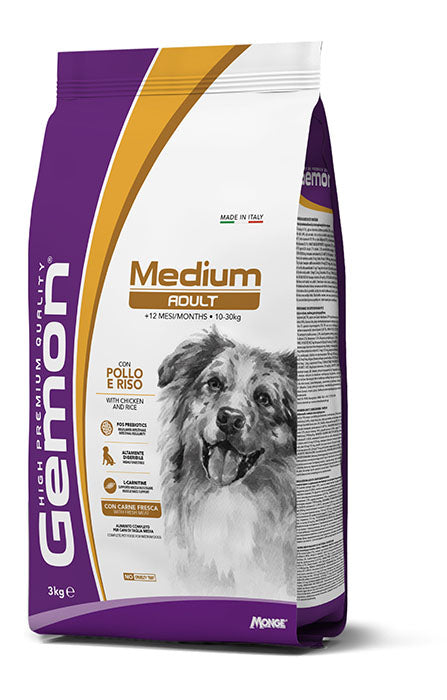 GEMON Medium Adult Pollo e Riso – Cibo Completo per Cani di Taglia Media