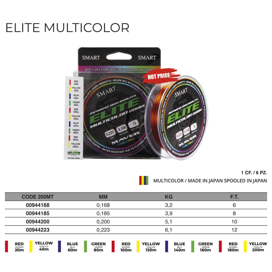MONOFILO ELITE MULTICOLOR 200M