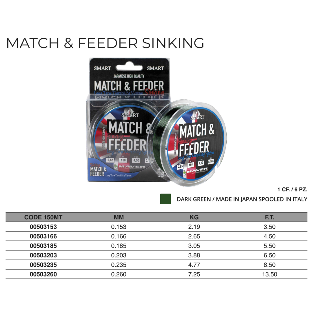 Match & Feeder Sinking Monofilament 150m