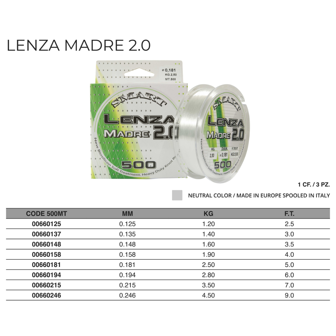 MONOFILO LENZA MADRE 2.0 500M