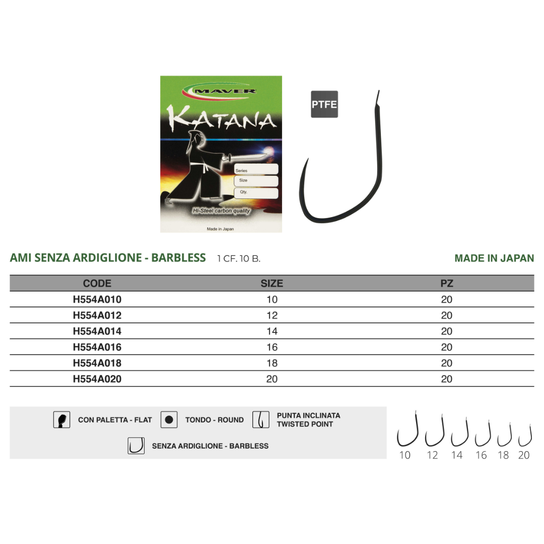 Amo Katana H554 Barbless PTFE