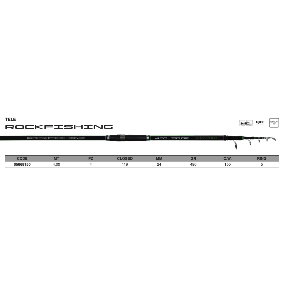 ROCK FISHING TELE CON ANELLI 150G 4M – CANNA SURFCASTING