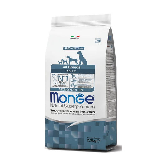 Monge All Breeds Adult Trota, Riso e Patate – Cibo Completo per Cani | Tancho‑Shop