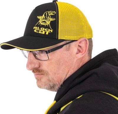 CAPPELLO BLACK AND YELLOW TRUCKER CAP