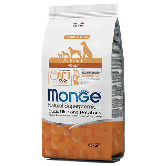 Monge All Breeds Adult Anatra, Riso e Patate – Cibo Completo per Cani | Tancho‑Shop