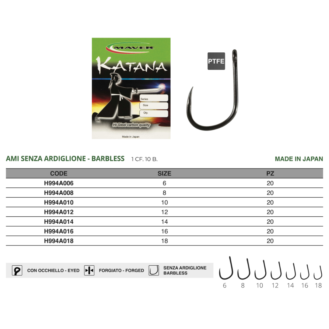 Amo Katana H994 Ringed Barbless PTFE