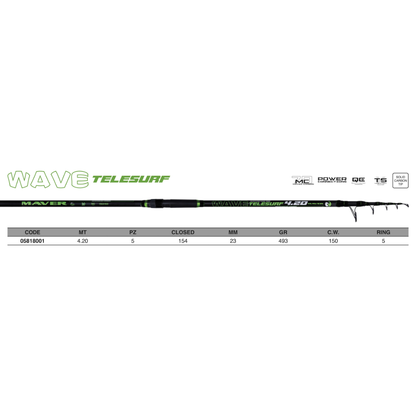 WAVE TELE SURF ROD WITH 4.2M RINGS – 150G