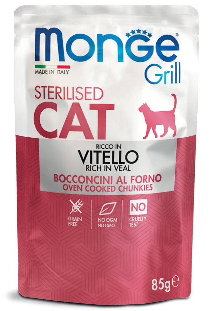 Monge Grill Cat Sterilised 28x85G – Bocconcini Grain-Free Gatti